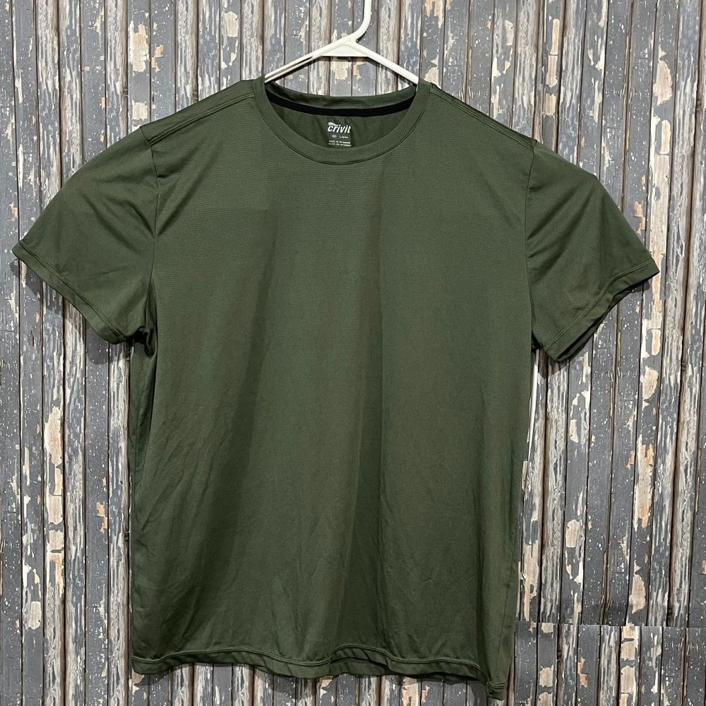 Crivit Activewear Shirt Short Sleeve Lightweight Polyester Green Mens Large